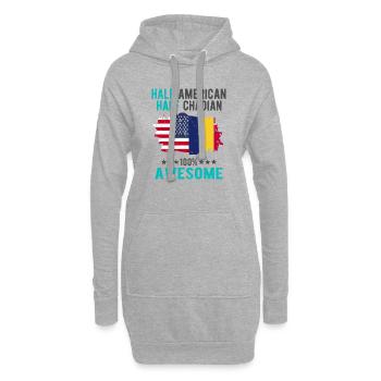 Halb Amerikaner Halb Tschader - Hoodie-Kleid - Grau meliert - Vorne
