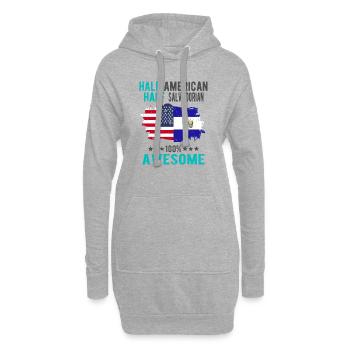 Mi-Américain, mi-Salvadorien - Sweat-shirt à capuche long Femme - gris chiné - Devant