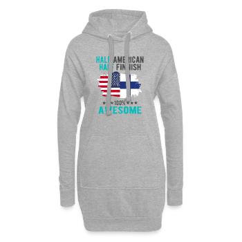 Halb Amerikaner Halb Finne - Hoodie-Kleid - Grau meliert - Vorne