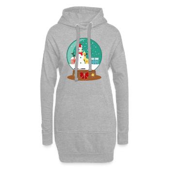 JOYEUX NOËL. - Sweat-shirt à capuche long Femme - gris chiné - Devant
