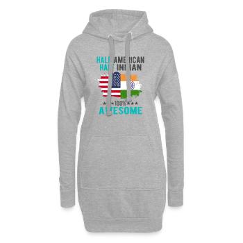 Moitié américain moitié indien - Sweat-shirt à capuche long Femme - gris chiné - Devant