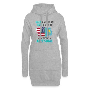 Halb Amerikaner Halb Kasache - Hoodie-Kleid - Grau meliert - Vorne