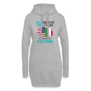 Halb Amerikaner Halb Italiener - Hoodie-Kleid - Grau meliert - Vorne