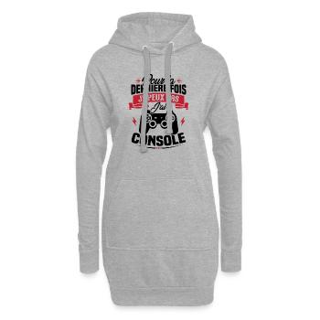 Pour la derniere fois je peux pas j'ai console - Sweat-shirt à capuche long Femme - gris chiné - Devant