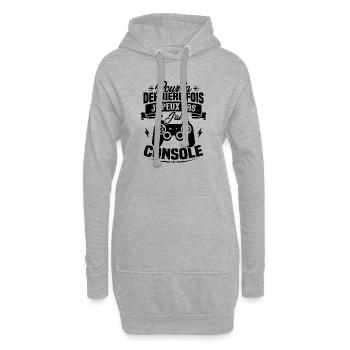 Pour la derniere fois je peux pas j'ai console - Sweat-shirt à capuche long Femme - gris chiné - Devant