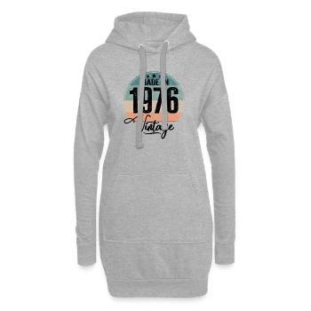 Millésime Fabriqué en 1976 Année de naissance 1976 Anniversaire - Sweat-shirt à capuche long Femme - gris chiné - Devant