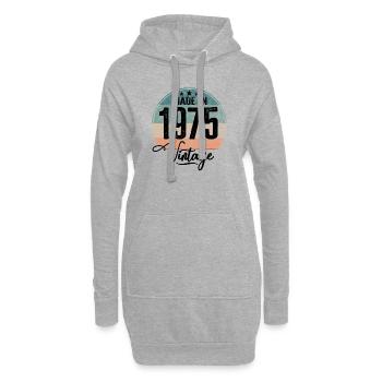 Vintage Made in 1975 Geburtsjahr 1975 Geburtstag - Hoodie-Kleid - Grau meliert - Vorne