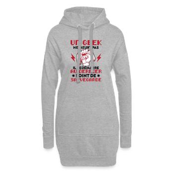 un geek ne meurt pas il redémarre au dernier point - Sweat-shirt à capuche long Femme - gris chiné - Devant