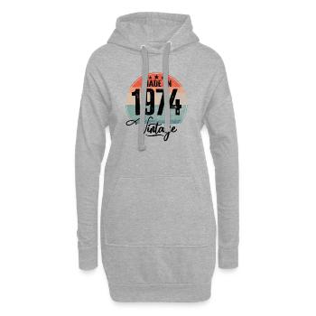 Millésime Fabriqué en 1974 Année de naissance 1974 Anniversaire - Sweat-shirt à capuche long Femme - gris chiné - Devant