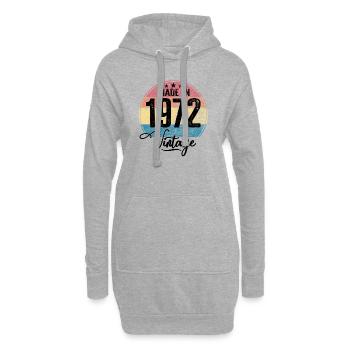 Millésime Fabriqué en 1972 Année de naissance 1972 Anniversaire - Sweat-shirt à capuche long Femme - gris chiné - Devant