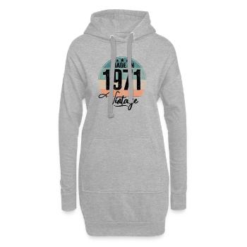 Vintage Made in 1971 Geburtsjahr 1971 Geburtstag - Hoodie-Kleid - Grau meliert - Vorne