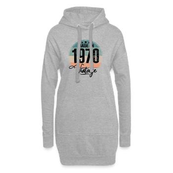 Millésime Fabriqué en 1970 Année de naissance 1970 Anniversaire - Sweat-shirt à capuche long Femme - gris chiné - Devant