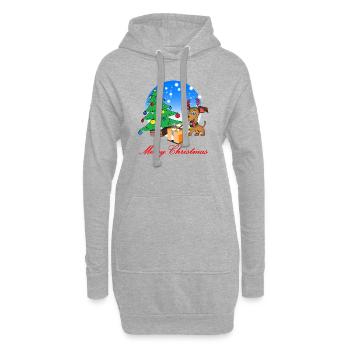 Weihnachten Merry Christmas Hund Rentier - Hoodie-Kleid - Grau meliert - Vorne