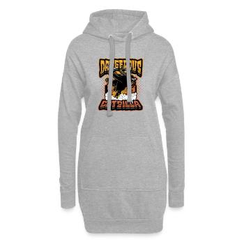 Dangereux Catzilla - Sweat-shirt à capuche long Femme - gris chiné - Devant