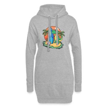 Drôle de dinosaure Surf Lovers Cool Planche de surf Surf - Sweat-shirt à capuche long Femme - gris chiné - Devant