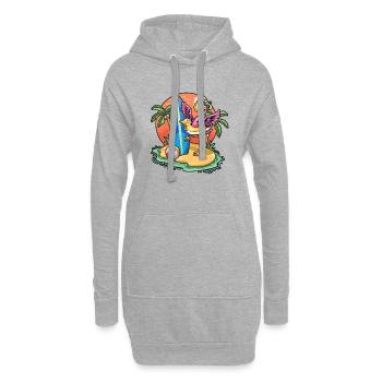 Lustige Flamingo Surf Liebhaber Cool Surfbrett Surfen - Hoodie-Kleid - Grau meliert - Vorne