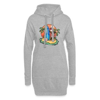 Lustige Affen Surf Liebhaber Cooles Surfbrett Surfen - Hoodie-Kleid - Grau meliert - Vorne
