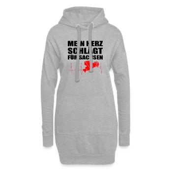 Herzschlag Sachsen Liebe Heimat - Hoodie-Kleid - Grau meliert - Vorne