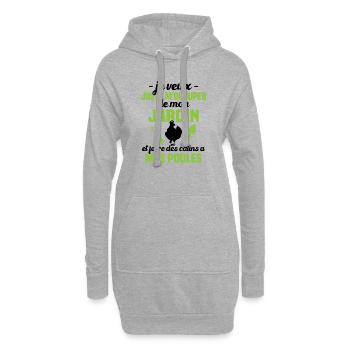 M'occuper de mon jardin, Cadeau jardinier poules - Sweat-shirt à capuche long Femme - gris chiné - Devant