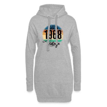 Vintage Fabriqué en 1968 Année de naissance 1968 Anniversaire - Sweat-shirt à capuche long Femme - gris chiné - Devant