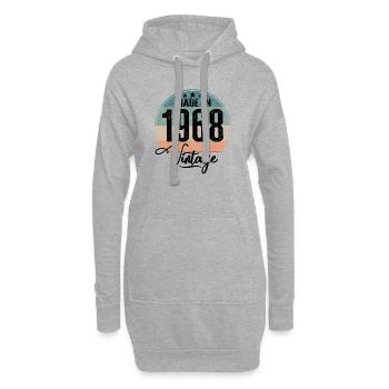 Vintage Fabriqué en 1968 Année de naissance 1968 Anniversaire - Sweat-shirt à capuche long Femme - gris chiné - Devant