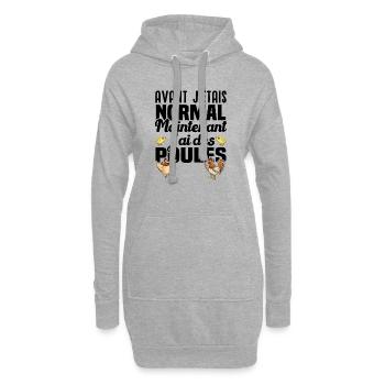 Avant j'étais normal maintenant j'ai des poules - Sweat-shirt à capuche long Femme - gris chiné - Devant