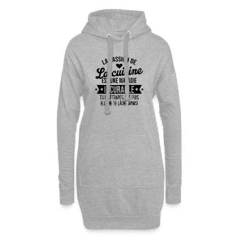 la passion de la cuisine est une maladie incurable - Sweat-shirt à capuche long Femme - gris chiné - Devant