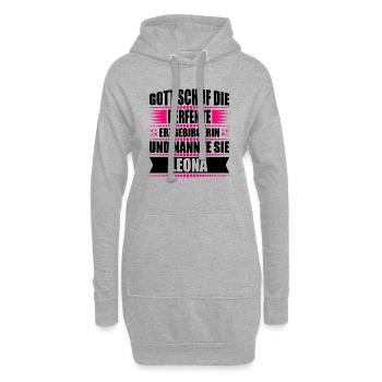 Erzgebirge Frau Namen Sachsen Leona - Hoodie-Kleid - Grau meliert - Vorne