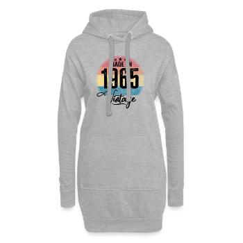 Millésime Fabriqué en 1965 Année de naissance 1965 Anniversaire - Sweat-shirt à capuche long Femme - gris chiné - Devant