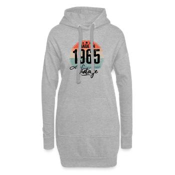 Millésime Fabriqué en 1965 Année de naissance 1965 Anniversaire - Sweat-shirt à capuche long Femme - gris chiné - Devant