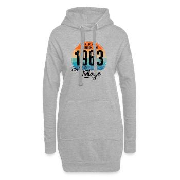 Vintage Made in 1963 Geburtsjahr 1963 Geburtstag - Hoodie-Kleid - Grau meliert - Vorne