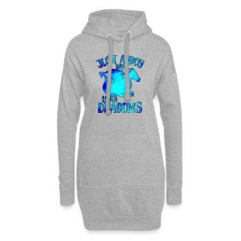 Nur ein Junge, der Drachen liebt - Hoodie-Kleid - Grau meliert - Vorne