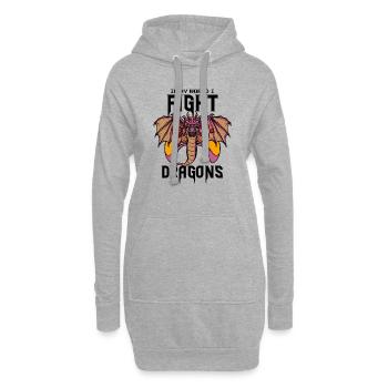 In meiner Welt kämpfe ich - Hoodie-Kleid - Grau meliert - Vorne