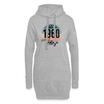 Vintage Made in 1960 Geburtsjahr 1960 Geburtstag - Hoodie-Kleid - Grau meliert - Vorne