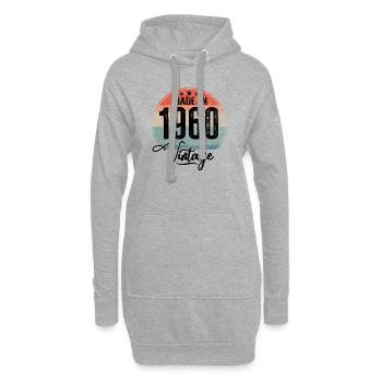 Vintage Made in 1960 Geburtsjahr 1960 Geburtstag - Hoodie-Kleid - Grau meliert - Vorne