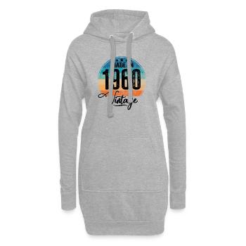 Vintage Made in 1960 Geburtsjahr 1960 Geburtstag - Hoodie-Kleid - Grau meliert - Vorne