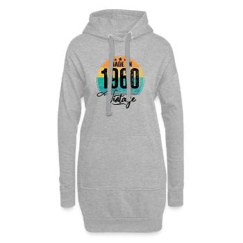Vintage Made in 1960 Geburtsjahr 1960 Geburtstag - Hoodie-Kleid - Grau meliert - Vorne