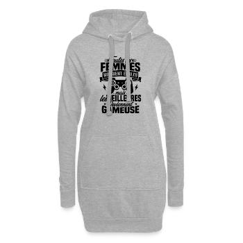 Les meilleures femmes deviennent gameuse - Sweat-shirt à capuche long Femme - gris chiné - Devant