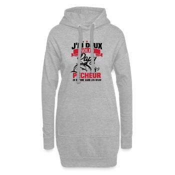 Papy Et pêcheur - Sweat-shirt à capuche long Femme - gris chiné - Devant