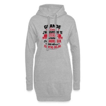 Grande Soeur J'ai essayé de te trouver des cadeaux - Sweat-shirt à capuche long Femme - gris chiné - Devant