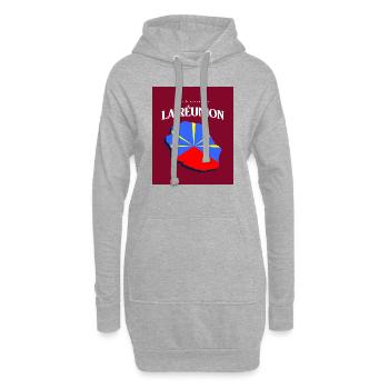Fier de mes Racines La Réunion Rouge - Sweat-shirt à capuche long Femme - gris chiné - Devant