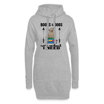 Lire l’heure de lecture Le rat de bibliothèque aime « les livres et les chiens » - Sweat-shirt à capuche long Femme - gris chiné - Devant