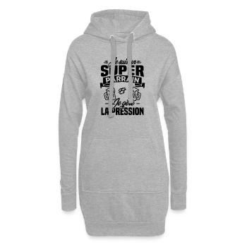Je suis un super parrain, Humour cadeau parrain - Sweat-shirt à capuche long Femme - gris chiné - Devant