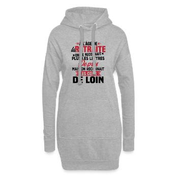 Avec l'age on reconnaît les cons de loin - Sweat-shirt à capuche long Femme - gris chiné - Devant