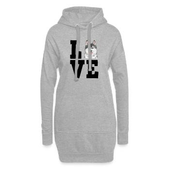 Rauque - Sweat-shirt à capuche long Femme - gris chiné - Devant