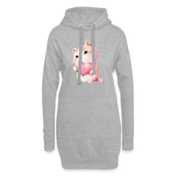Mignon bébé chat maman enfants T-shirt - Sweat-shirt à capuche long Femme - gris chiné - Devant
