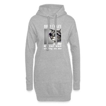 Désolé d’être en retard, mon chat était assis sur moi - Sweat-shirt à capuche long Femme - gris chiné - Devant
