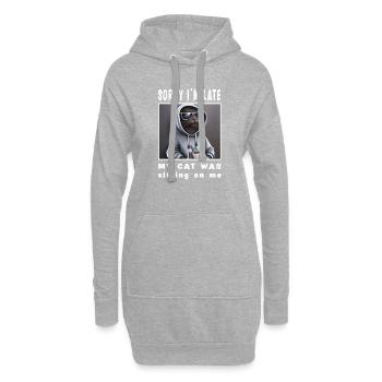 Désolé d’être en retard, mon chat était assis sur moi - Sweat-shirt à capuche long Femme - gris chiné - Devant