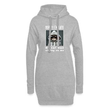 Désolé d’être en retard, mon chat était assis sur moi - Sweat-shirt à capuche long Femme - gris chiné - Devant