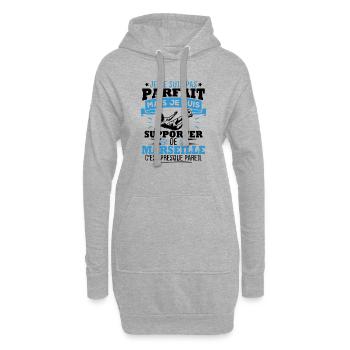 Pas parfait mais je suis supporter de marseille - Sweat-shirt à capuche long Femme - gris chiné - Devant